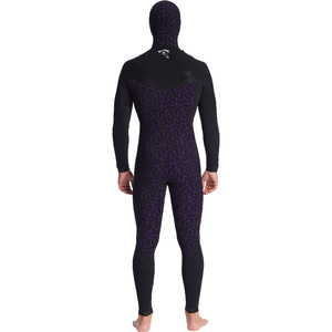 2022 Billabong Mens Furnace Comp 4/3mm Chest Zip Hooded Wetsuit ABYW200103 - Black